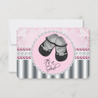 Invitation Joli Baby shower de diamants et perles roses