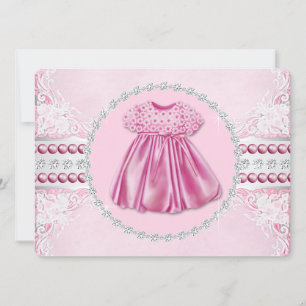 Invitation Joli Baby shower de diamants et perles roses
