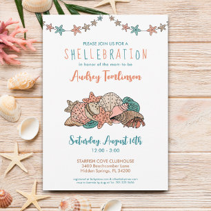 Invitation Joli Baby shower de plage Seashells