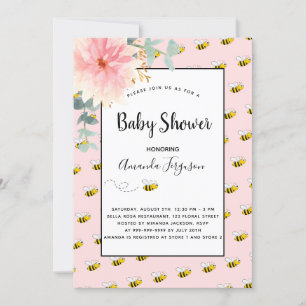 Invitation Joli baby shower de tournesol rose bebe