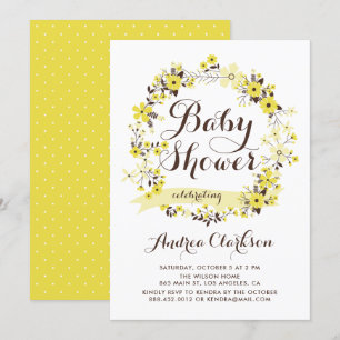 Invitation Joli Baby shower d'été de fleurs jaunes