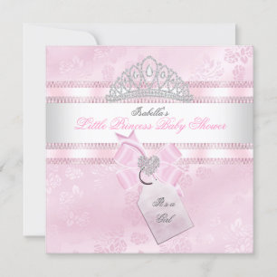 Invitation Joli Baby shower fille petite princesse Damask 3