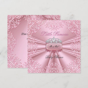 Invitation Joli Baby shower fille rose Princesse Tiara dentel
