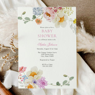 Invitation Joli Baby shower Fleur sauvage