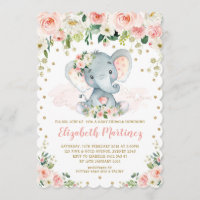 Joli Baby shower Floral Eléphant Girl