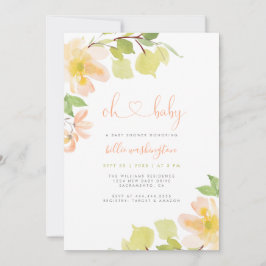 Invitation Joli Baby shower Floral Rose Rose Rose Vert