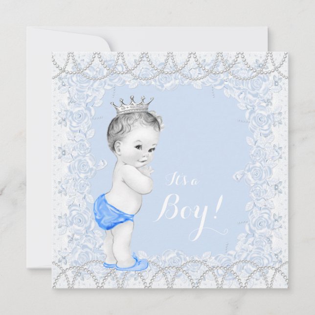 Invitation Joli Baby shower Pearl Baby Blue (Devant)
