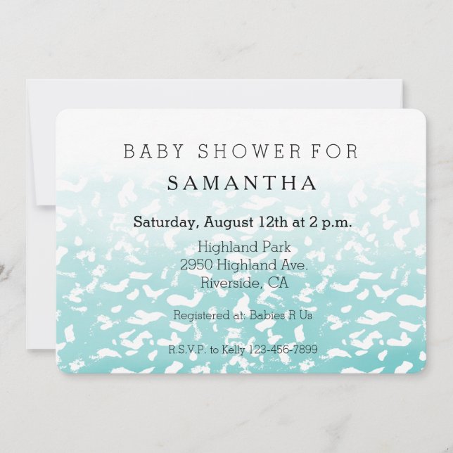 Invitation Joli baby shower Poster de animal Aqua White Ombre (Devant)