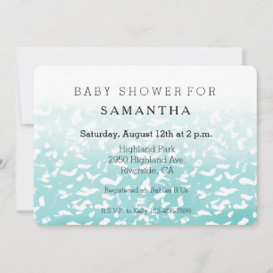 Invitation Joli baby shower Poster de animal Aqua White Ombre