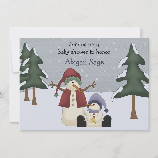 Invitation Joli Baby shower Snowman hiver (Devant)