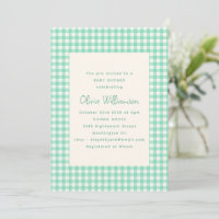 Joli Baby shower vert à En vichy menthe Vintage