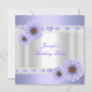 Invitation Joli Blanc Lilac Fleurs Fête Anniversaire N'Import