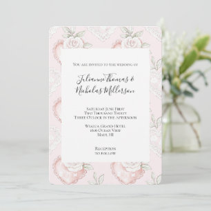 Invitation Joli Blanc Roses Lace Coeurs Mariage