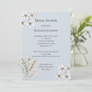 Invitation Joli Bleu Blancs Papillon Fête des mariées florale