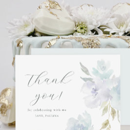 Invitation Joli bleu Floral Anniversaire Quinceañera Merci