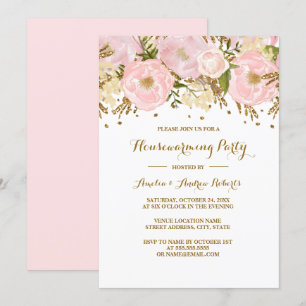 Invitation Joli Blush Gold Floral House Party