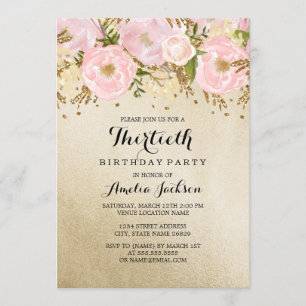 Invitation Joli Blush or rose floral 30e anniversaire