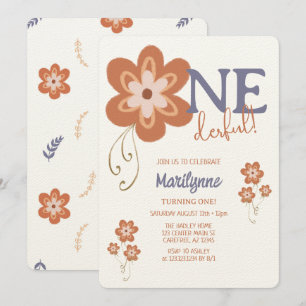 Invitation Joli Boho Daisy Merveilleux Premier Anniversaire