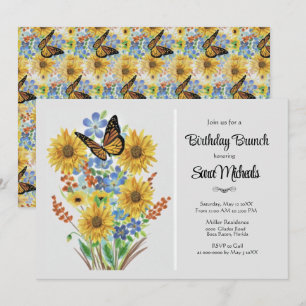 Invitation Joli bouquet de fleurs Brunch d'anniversaire