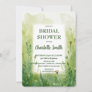 Invitation Joli bouquet de fleurs sauvages de printemps verte