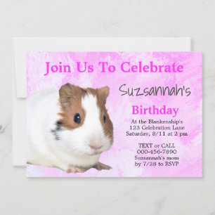 Invitation Joli Brown White Guinée Pig Personnalisé Party