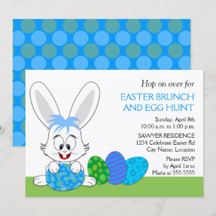 Invitation Joli Brunch de Pâques Bunny et la fête des oeufs