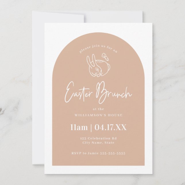 Invitation Joli Bunny Blush Pink Arch Brunch de Pâques (Devant)