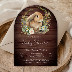 Invitation Joli Bunny Sage Vert Floral Baby shower Arc en Boi