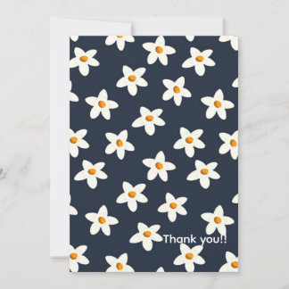 Invitation Joli cahier floral blanc Bleu marine et orange