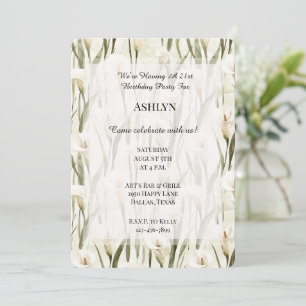 Invitation Joli Calla Lilly Vert Blanc Floral Anniversaire