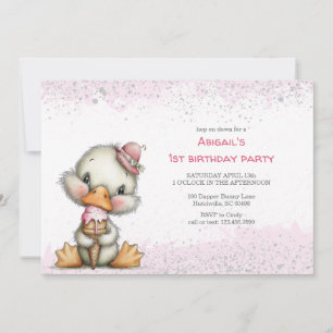 Invitation Joli Caneton avec Fête d'Anniversaire de Crème Gla