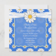 Joli carré floral à marguerites bleu royal et blan