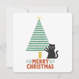 Invitation Joli chat noir Joyeux Noël Arbre de Noël
