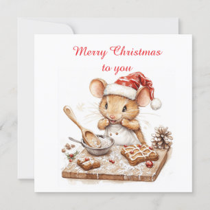 Invitation Joli Chef Souris de Noël