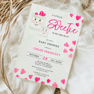 Invitation Joli chic pastel petit coeur sucré baby shower