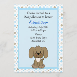 Invitation Joli Chien Chien Chien Brown sur Baby shower Garço