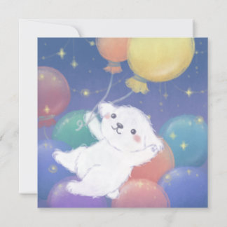 Invitation Joli chiot avec ballons et étoiles