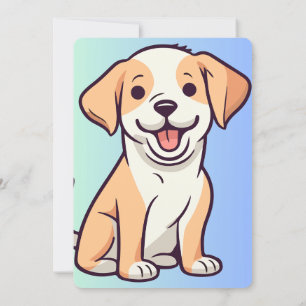 Invitation Joli chiot en caricature avec un sourire joyeux