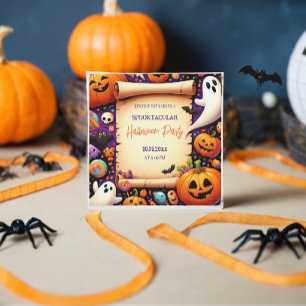 Invitation Joli citrouille Halloween Party Orange Purple