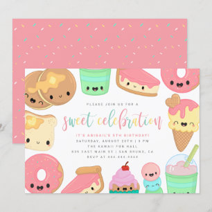 Invitation Joli coloré Kawaii Sweet Elements Enfants Annivers
