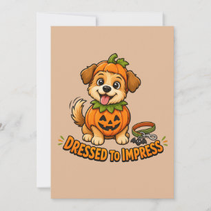Invitation Joli costume de pumpkin Halloween pour chien