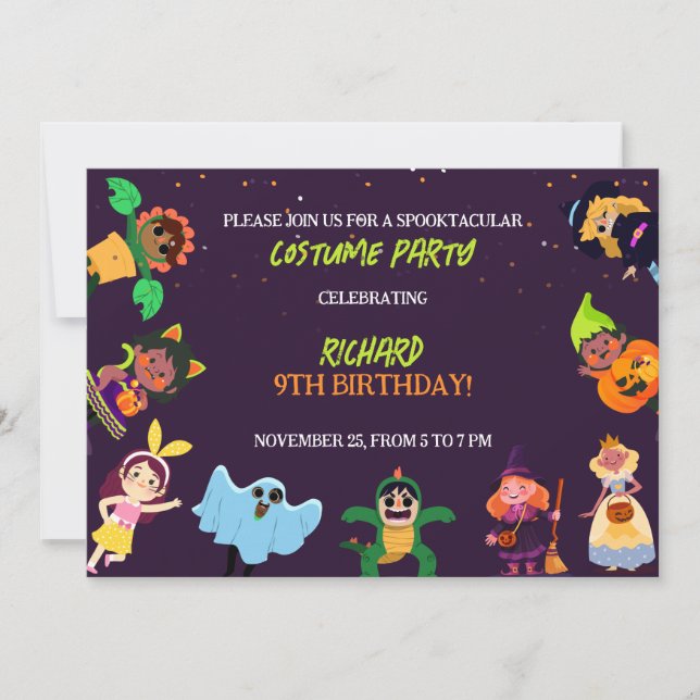 Invitation Joli costume d'Halloween Fête d'anniversaire moder (Devant)