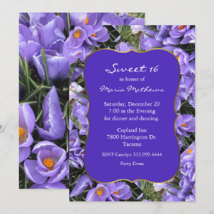 Invitation Joli Crocus Sweet Purple 16 Anniversaire Invitatio