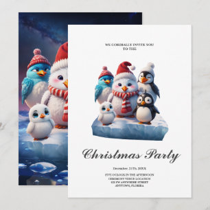 Invitation Joli dessin de style pingouins amis.