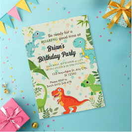 Invitation joli dinosaure de jungle garçon anniversaire