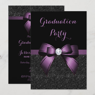 Invitation Joli diplôme de ruban de gemme violette et paillet