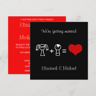 Invitation Joli doodé moderne marié marié noir mariage