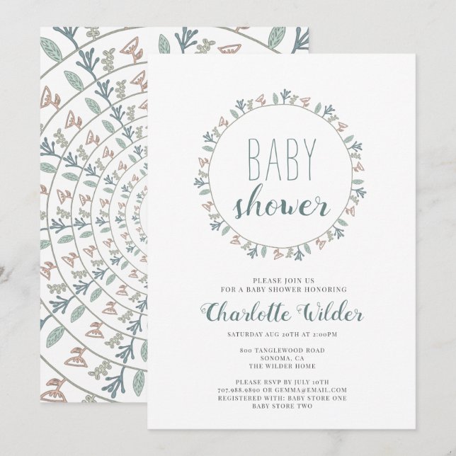 Invitation Joli Dusty Blue Pastel Lavendar Baby shower (Devant / Derrière)