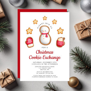 Invitation Joli échange de biscuits de Noël bonhomme de neige