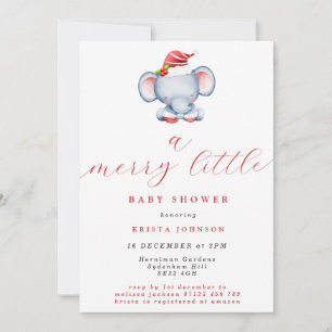 Invitation Joli éléphant de Noël Joyeux petit Baby shower